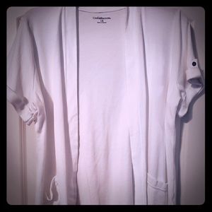 1X white short sleeve cardigan